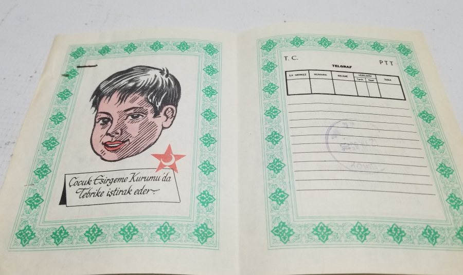 2 ADET YAZILMAMIŞ TÜRKİYE ÇOCUK ESİRGEME KURUMU TEBRİK TELGRAFI