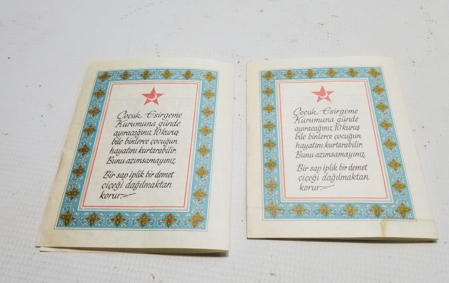 2 ADET YAZILMAMIŞ TÜRKİYE ÇOCUK ESİRGEME KURUMU TEBRİK TELGRAFI