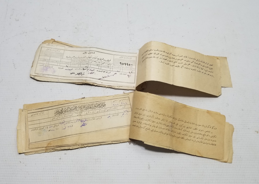 ÜZERLERİ YAZILI OSMANLI DÖNEMİ MAKBUZ LOTU