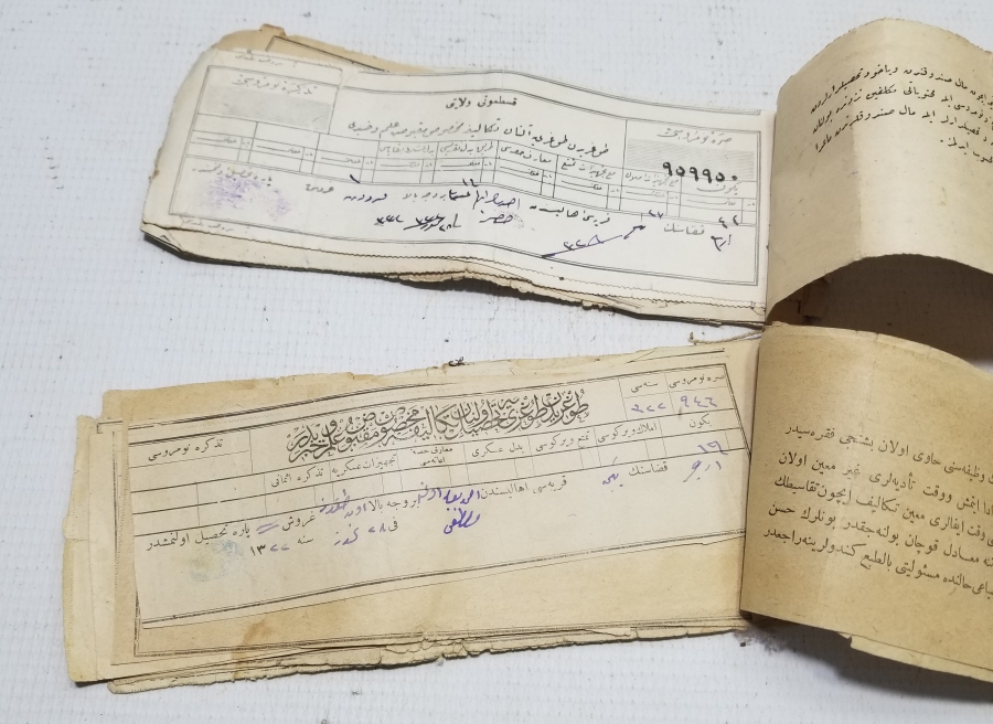 ÜZERLERİ YAZILI OSMANLI DÖNEMİ MAKBUZ LOTU