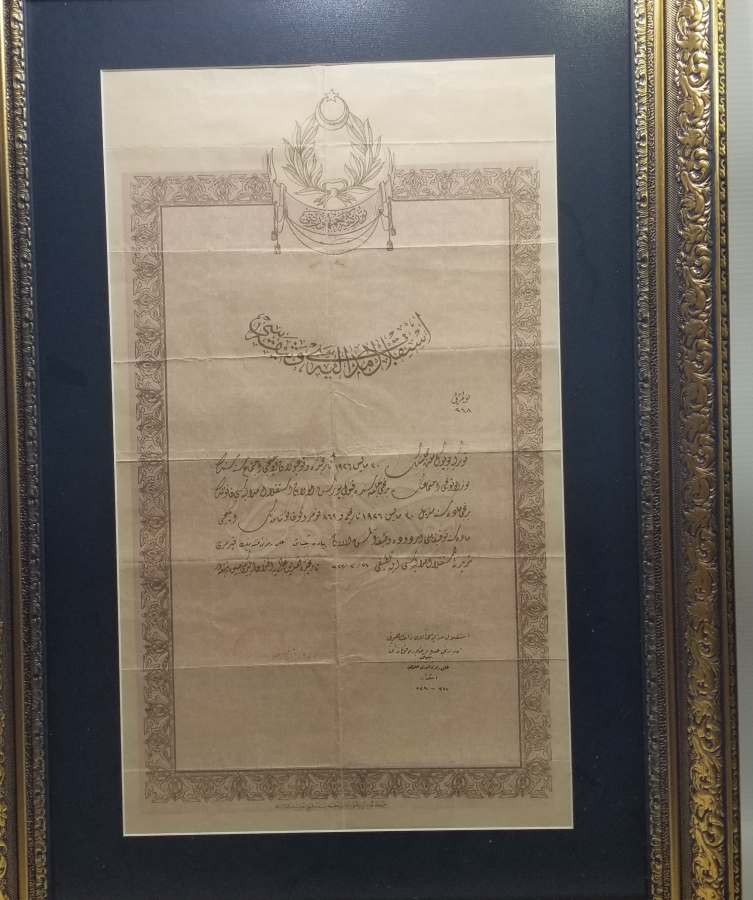 OSMANLICA İSTİKLAL MADALYASI BERATI