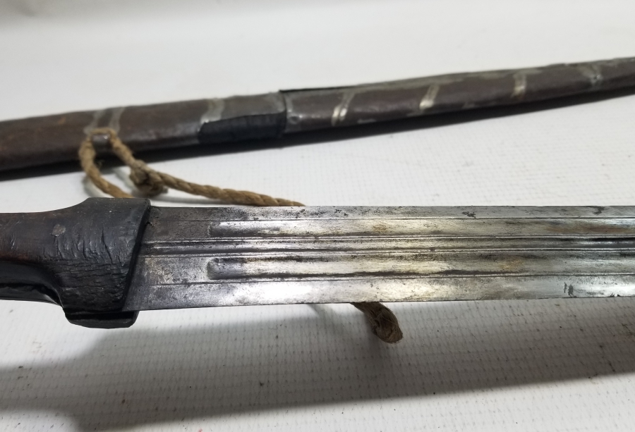 ORİJİNAL KININDA OSMANLI DÖNEMİ BÜYÜK BOY USTA DAMGALI ÇERKES SAVAŞ KILICI