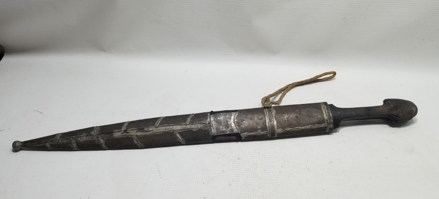 ORİJİNAL KININDA OSMANLI DÖNEMİ BÜYÜK BOY USTA DAMGALI ÇERKES SAVAŞ KILICI