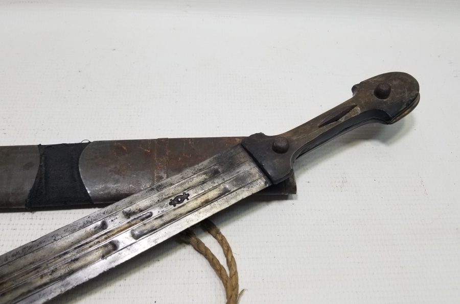 ORİJİNAL KININDA OSMANLI DÖNEMİ BÜYÜK BOY USTA DAMGALI ÇERKES SAVAŞ KILICI