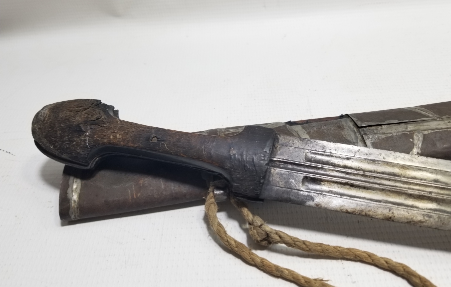 ORİJİNAL KININDA OSMANLI DÖNEMİ BÜYÜK BOY USTA DAMGALI ÇERKES SAVAŞ KILICI