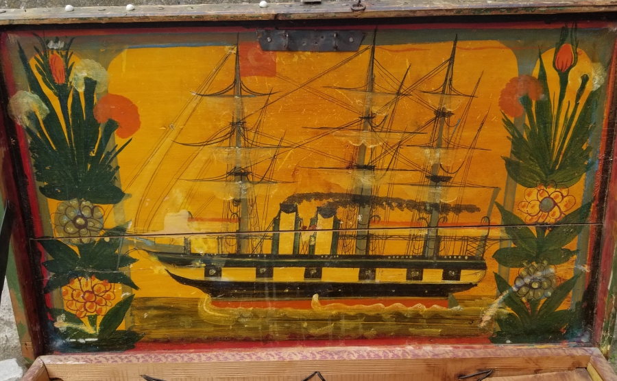 OSMANLI DÖNEMİ KÖK BOYALI MEŞHUR GEMİLİ SANDIK