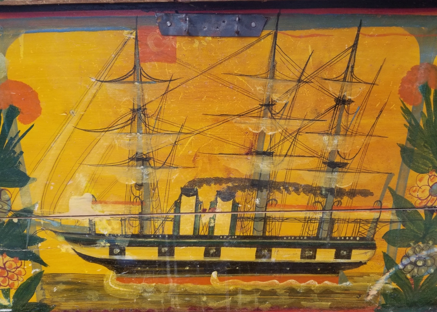 OSMANLI DÖNEMİ KÖK BOYALI MEŞHUR GEMİLİ SANDIK