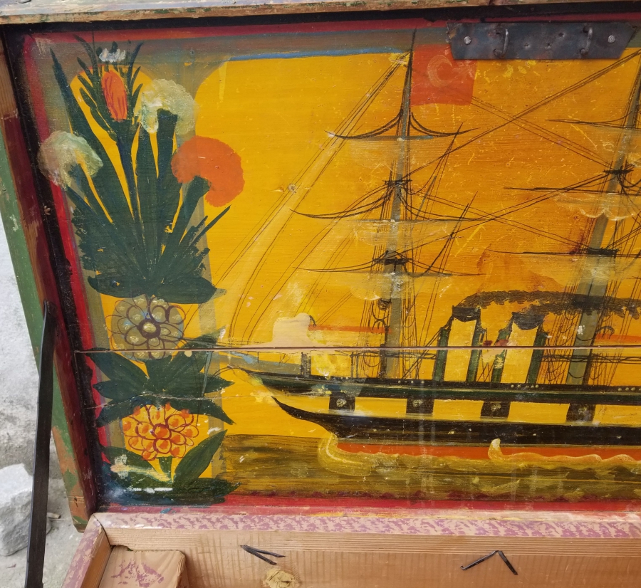 OSMANLI DÖNEMİ KÖK BOYALI MEŞHUR GEMİLİ SANDIK