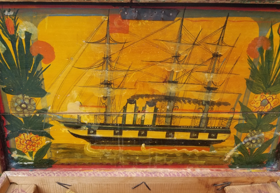 OSMANLI DÖNEMİ KÖK BOYALI MEŞHUR GEMİLİ SANDIK