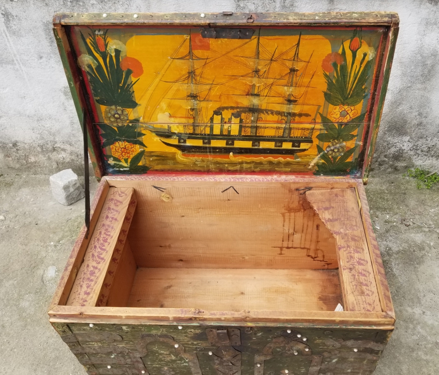 OSMANLI DÖNEMİ KÖK BOYALI MEŞHUR GEMİLİ SANDIK