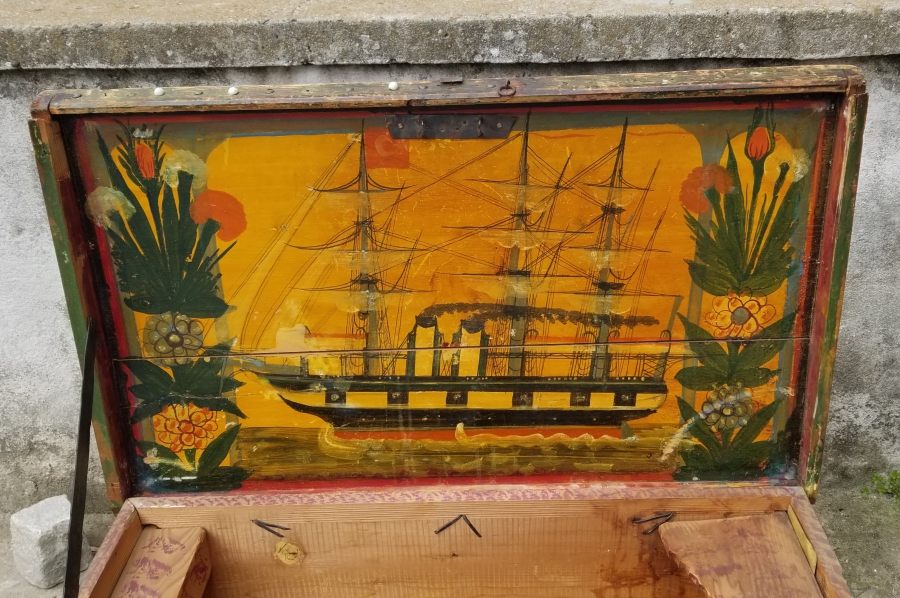 OSMANLI DÖNEMİ KÖK BOYALI MEŞHUR GEMİLİ SANDIK