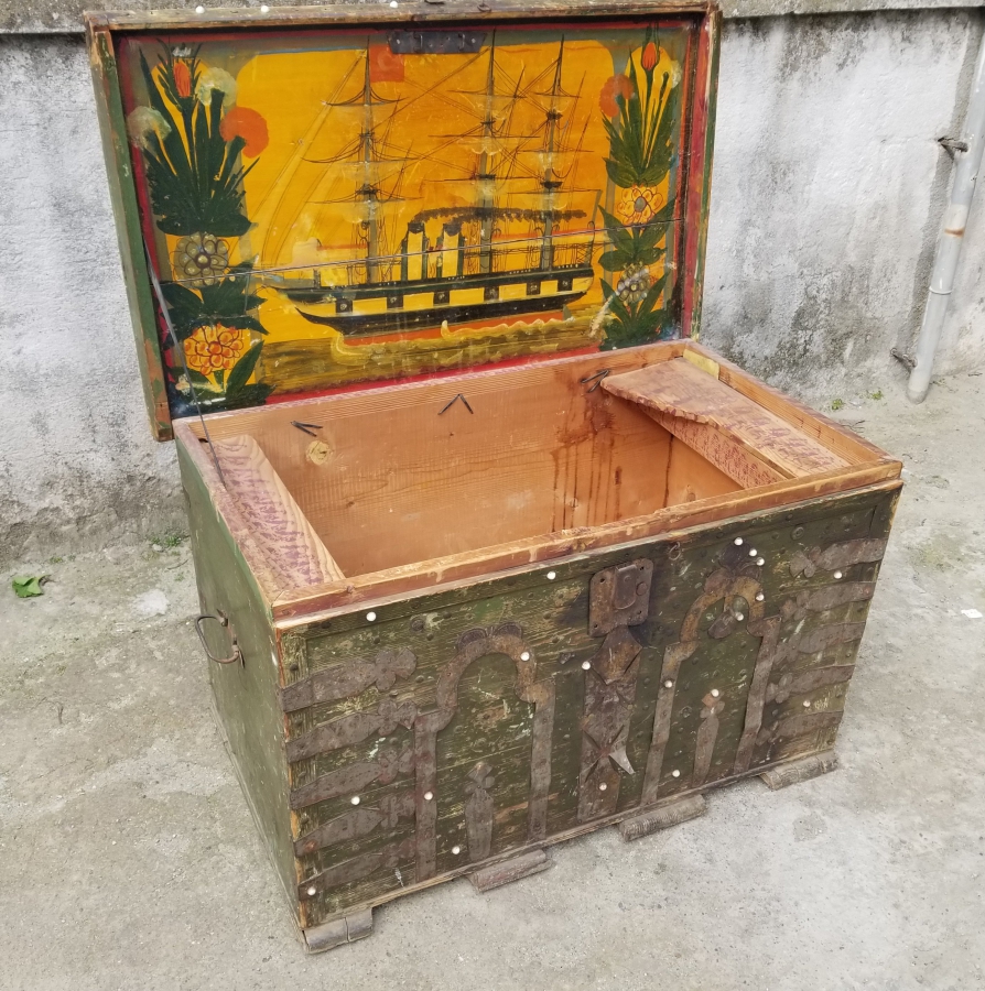 OSMANLI DÖNEMİ KÖK BOYALI MEŞHUR GEMİLİ SANDIK