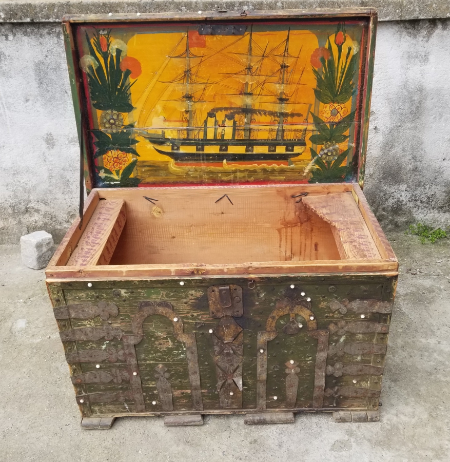 OSMANLI DÖNEMİ KÖK BOYALI MEŞHUR GEMİLİ SANDIK