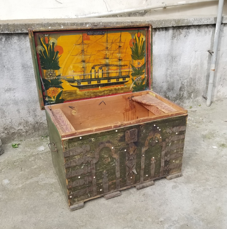 OSMANLI DÖNEMİ KÖK BOYALI MEŞHUR GEMİLİ SANDIK