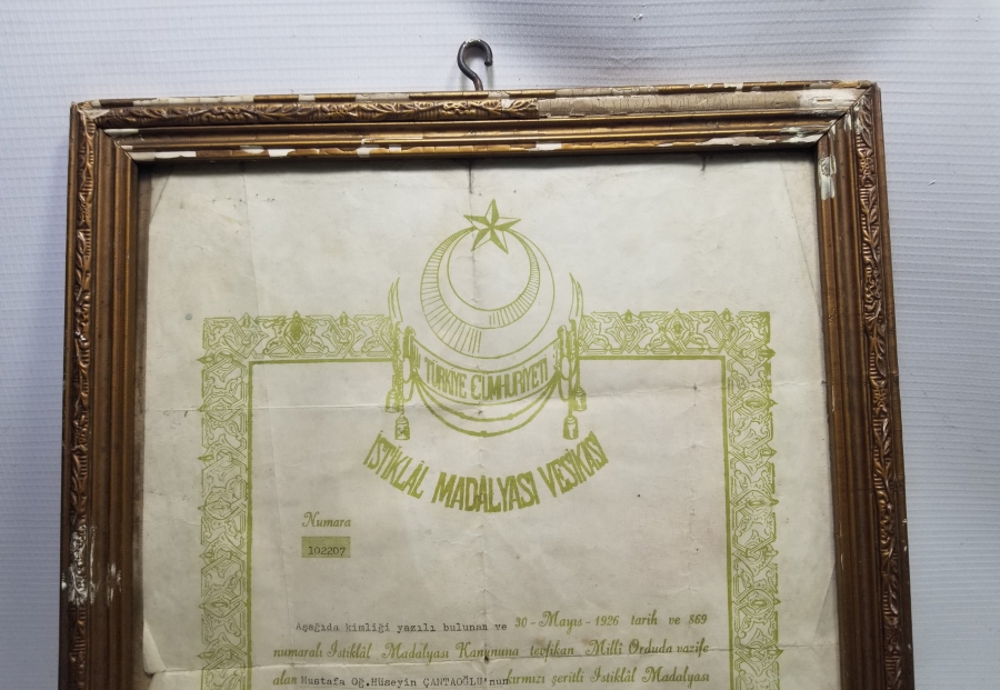 ÇOK YÜKSEK KONDİSYONDA NADİR İSTİKLAL MADALYASI BERATI