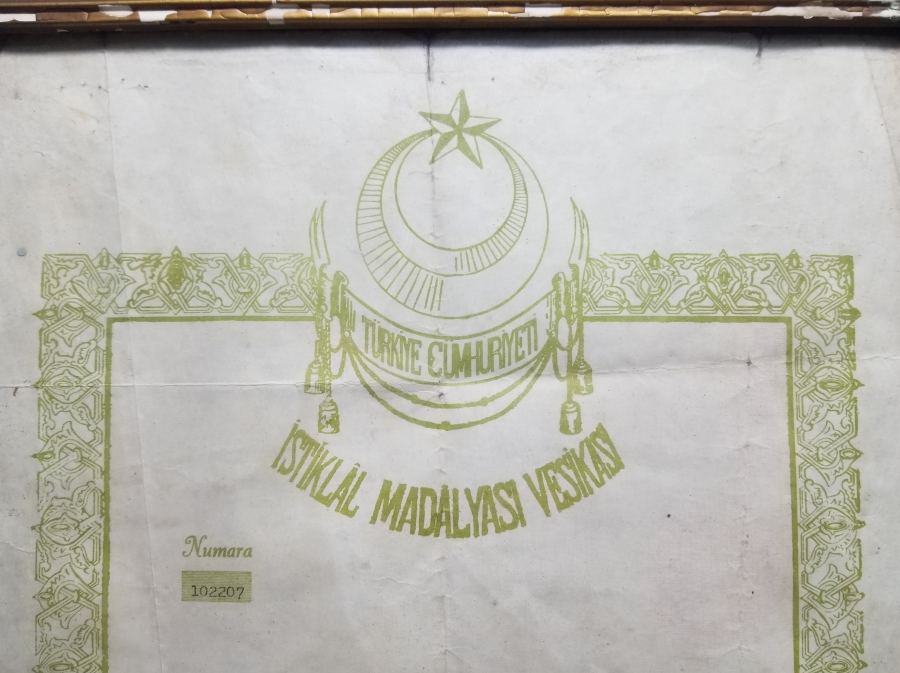 ÇOK YÜKSEK KONDİSYONDA NADİR İSTİKLAL MADALYASI BERATI