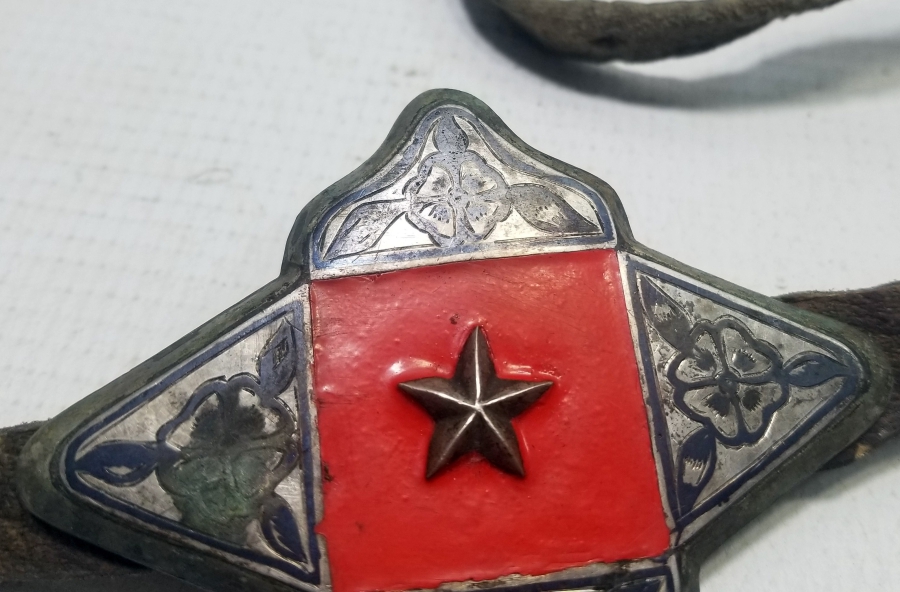 ÜZERİ MİNE VE SAVAT İŞÇİLİKLİ ÇOK NADİR OSMANLI ÇERKES SUBAY KEMERİ