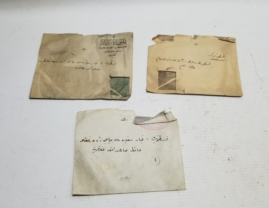 OSMANLI DÖNEMİ ÜZERLERİ YAZILI 3 ADET MEKTUP ZARFI