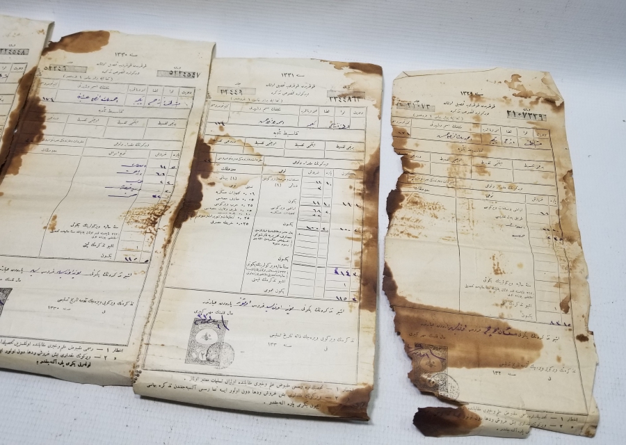 ORİJİNAL PULLARIYLA OSMANLI DÖNEMİ 5 ADET OSMANLI MAKBUZ