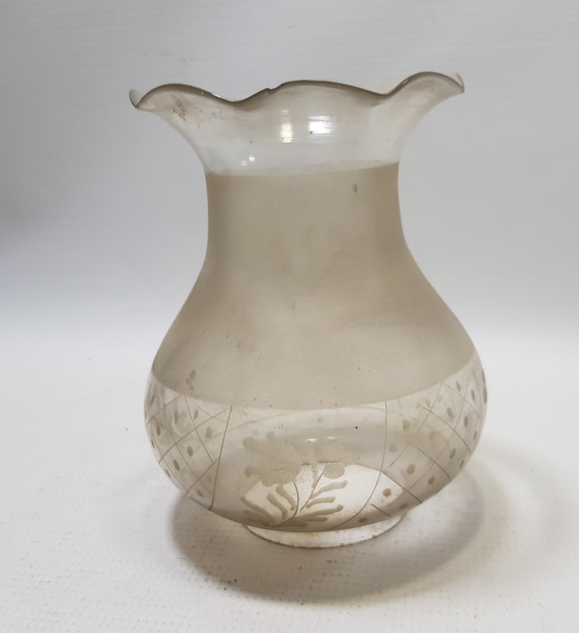 KRİSTAL KESME İŞÇİLİKLİ NADİR TİPTE OSMANLI DÖNEMİ GAZ LAMBASI BACASI