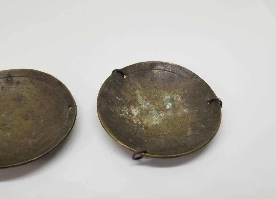 OSMANLI DÖNEMİ BRONZ ECZACI - ŞİFACI ÖLÇEK TERAZİSİ KEFELERİ