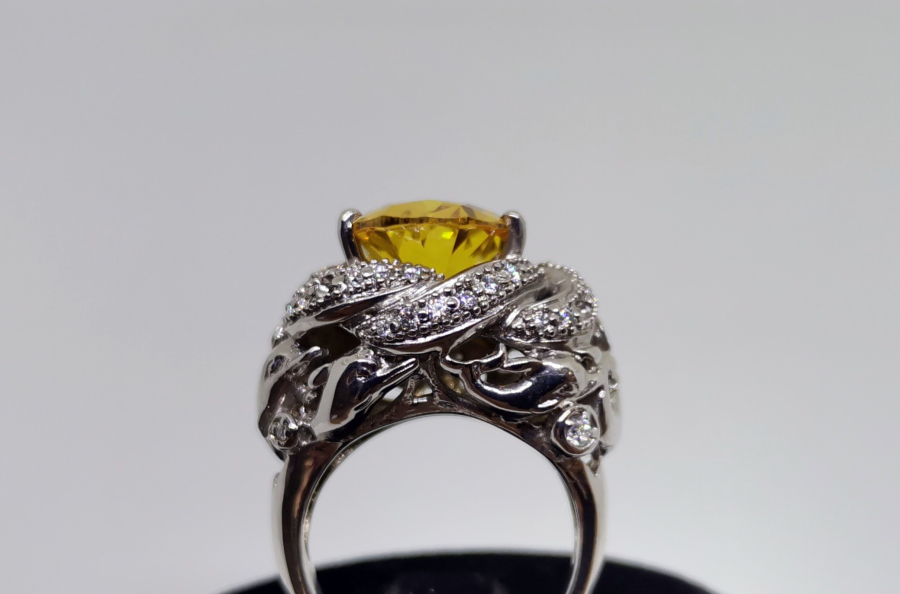 SİTRİN VE PIRLANTA TAŞLI SARIK MODELİ YÜZÜK