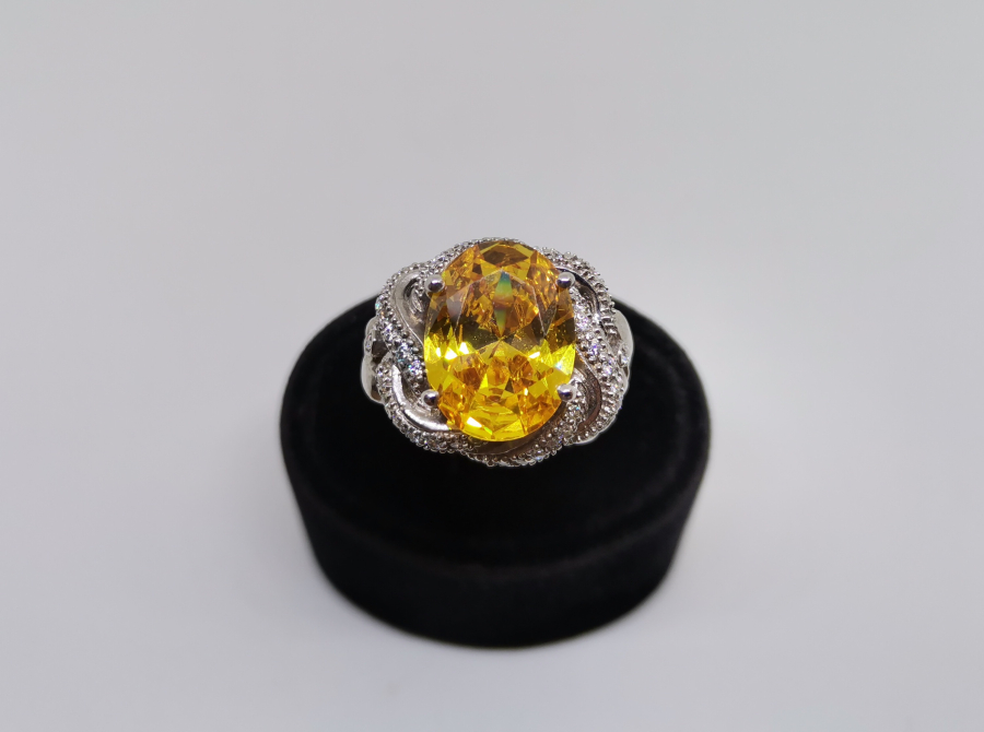 SİTRİN VE PIRLANTA TAŞLI SARIK MODELİ YÜZÜK