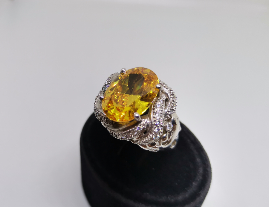 SİTRİN VE PIRLANTA TAŞLI SARIK MODELİ YÜZÜK