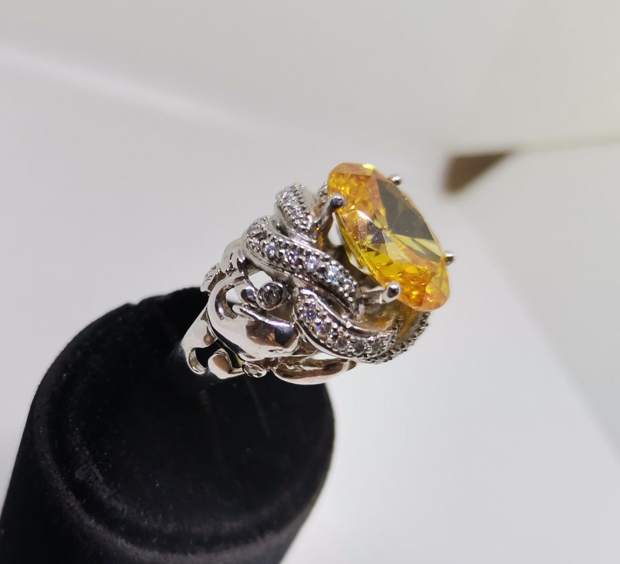 SİTRİN VE PIRLANTA TAŞLI SARIK MODELİ YÜZÜK