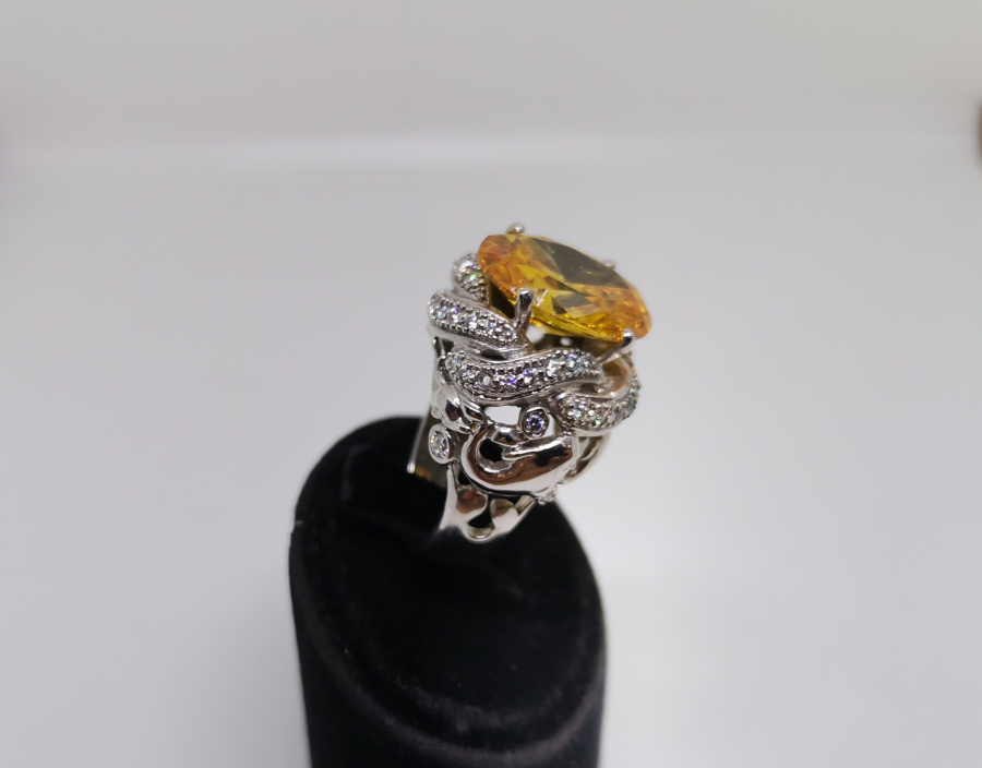 SİTRİN VE PIRLANTA TAŞLI SARIK MODELİ YÜZÜK