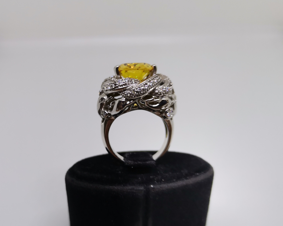 SİTRİN VE PIRLANTA TAŞLI SARIK MODELİ YÜZÜK