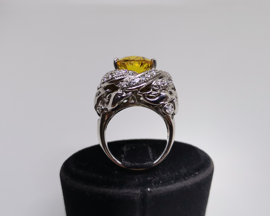 SİTRİN VE PIRLANTA TAŞLI SARIK MODELİ YÜZÜK