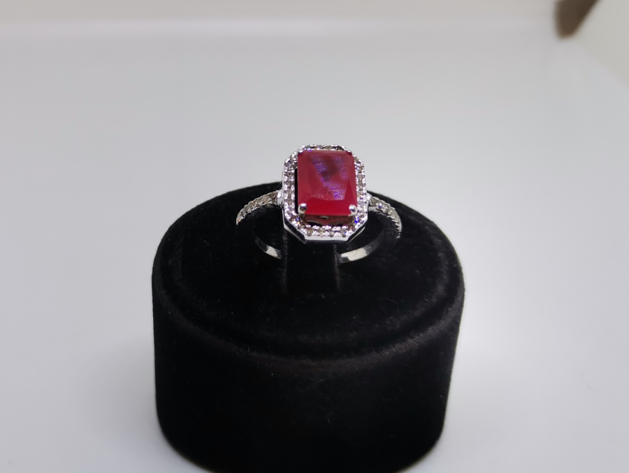 YAKUT VE PIRLANTA TAŞLI TAM TUR FRANSIZ MEKİĞİ MODEL YÜZÜK