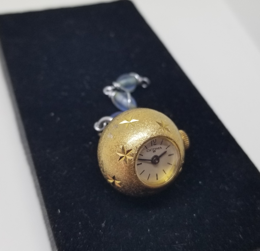 CICONIA MARKA ALTIN KAPLAMA KURMALI ANTİKA KOLYE SAAT