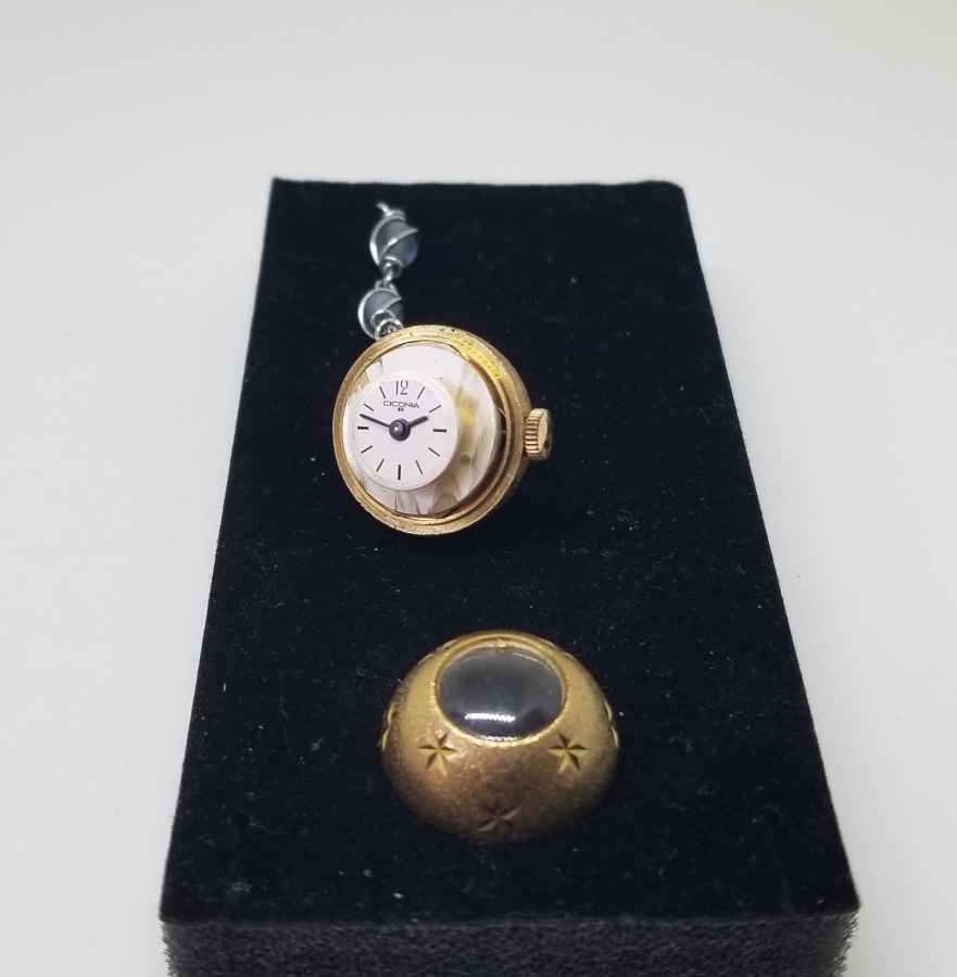 CICONIA MARKA ALTIN KAPLAMA KURMALI ANTİKA KOLYE SAAT