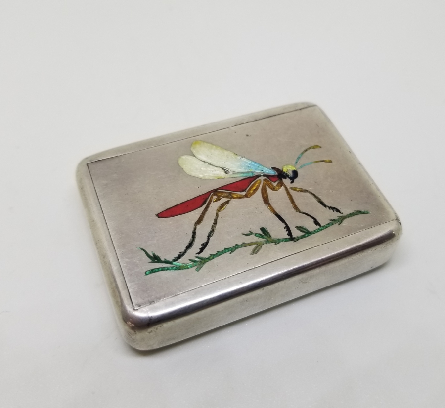 1900 BAŞLARI ÇOK NADİR MİNELİ GÜMÜŞ ÇEKİRGE KUTUSU