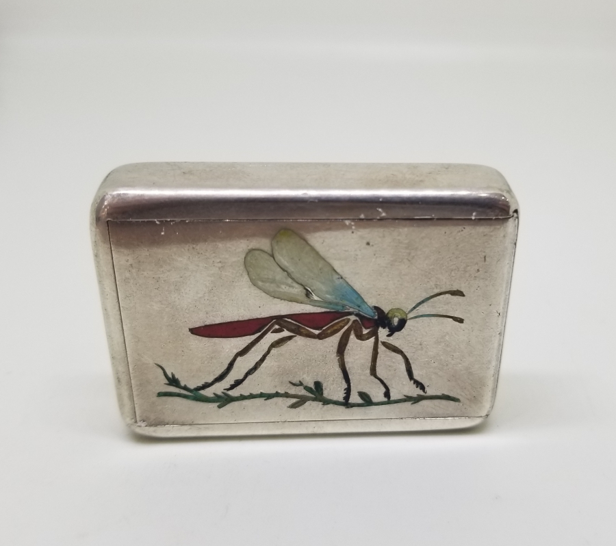 1900 BAŞLARI ÇOK NADİR MİNELİ GÜMÜŞ ÇEKİRGE KUTUSU