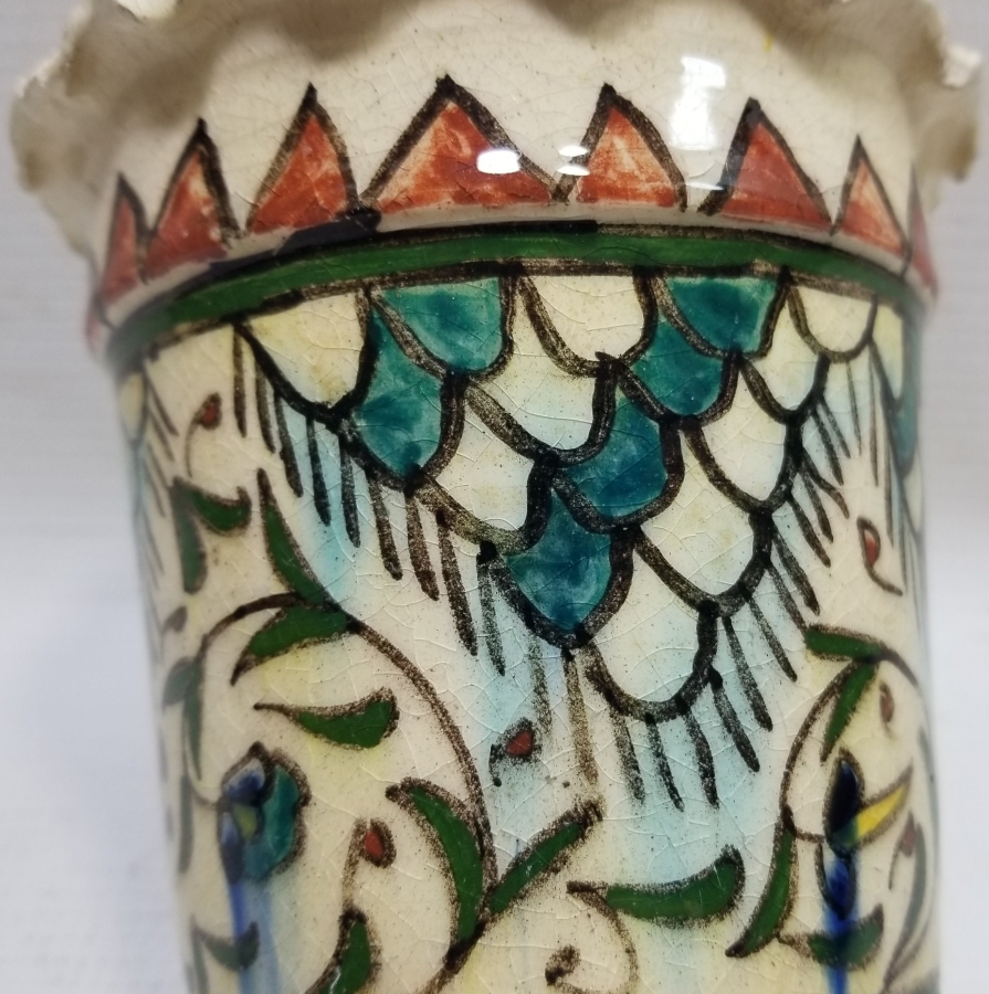 OSMANLI DÖNEMİ EL BOYAMA NADİR FORMDA KÜTAHYA SAKSI