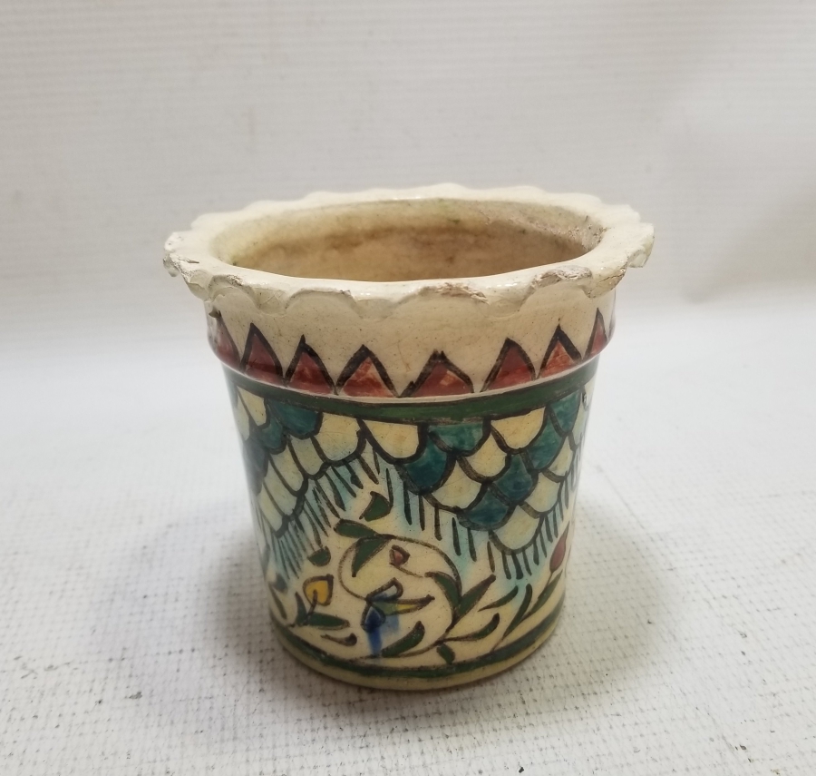 OSMANLI DÖNEMİ EL BOYAMA NADİR FORMDA KÜTAHYA SAKSI