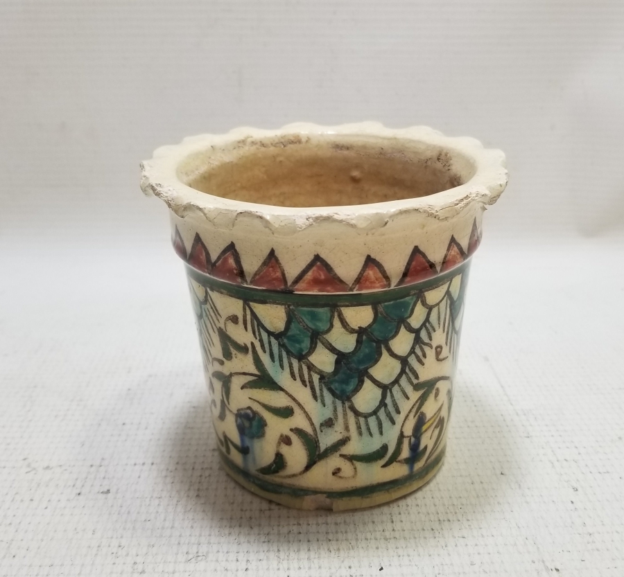 OSMANLI DÖNEMİ EL BOYAMA NADİR FORMDA KÜTAHYA SAKSI