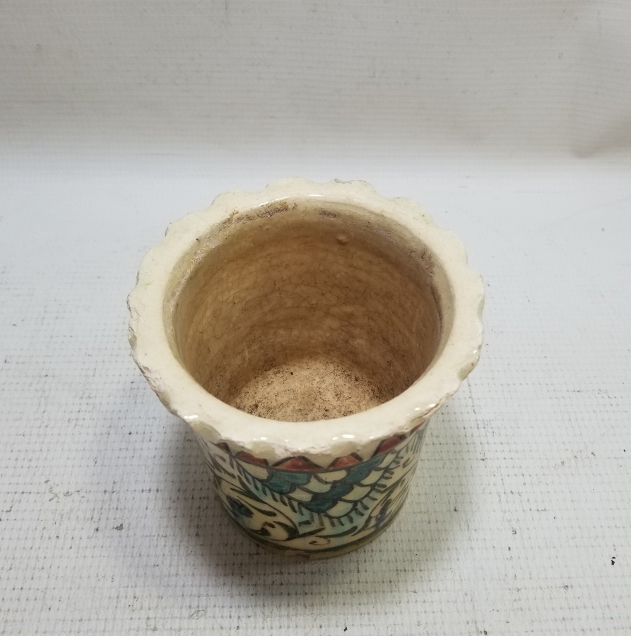 OSMANLI DÖNEMİ EL BOYAMA NADİR FORMDA KÜTAHYA SAKSI