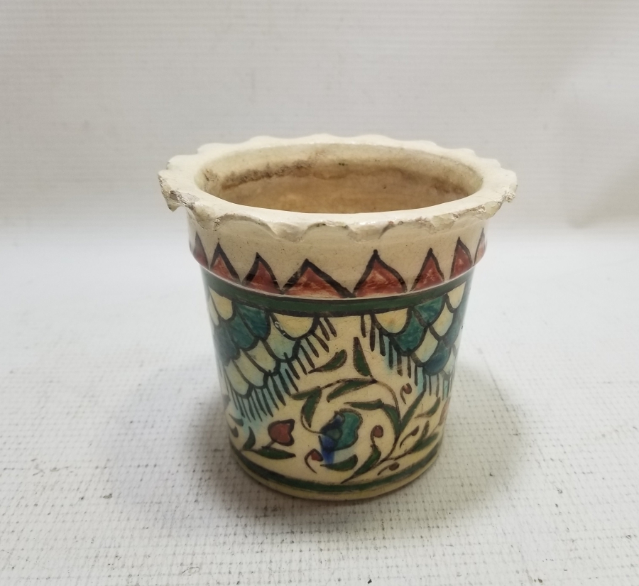 OSMANLI DÖNEMİ EL BOYAMA NADİR FORMDA KÜTAHYA SAKSI