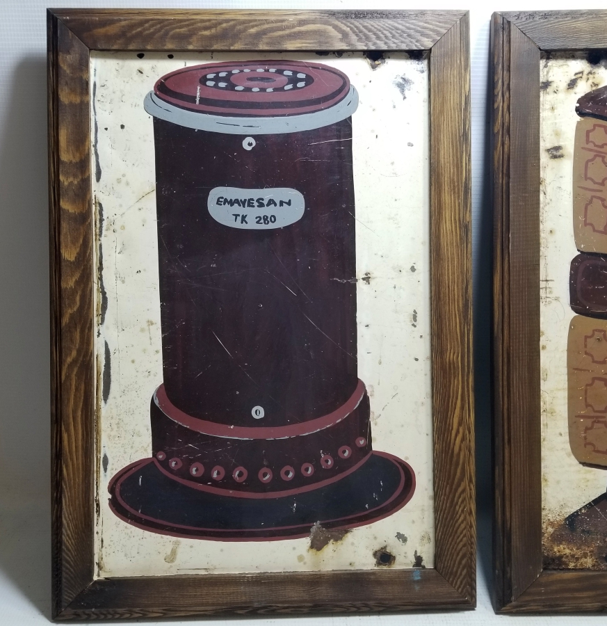 2 ADET ANTİKA EL BOYAMA EMAYESAN REKLAM TABELASI