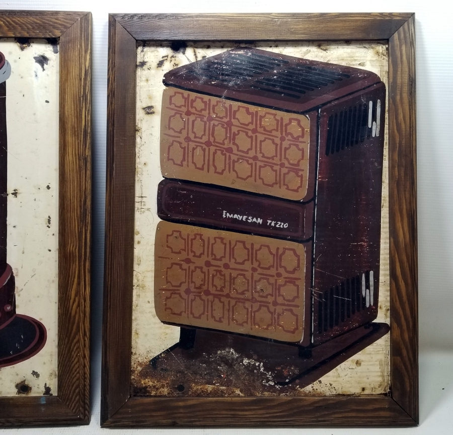 2 ADET ANTİKA EL BOYAMA EMAYESAN REKLAM TABELASI