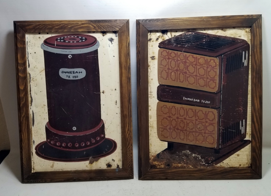 2 ADET ANTİKA EL BOYAMA EMAYESAN REKLAM TABELASI