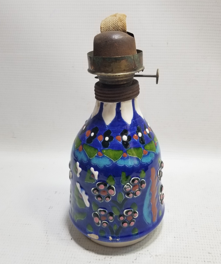 EL BOYAMA ANTİKA KÜTAHYA GAZ LAMBASI