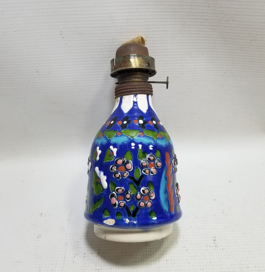 EL BOYAMA ANTİKA KÜTAHYA GAZ LAMBASI