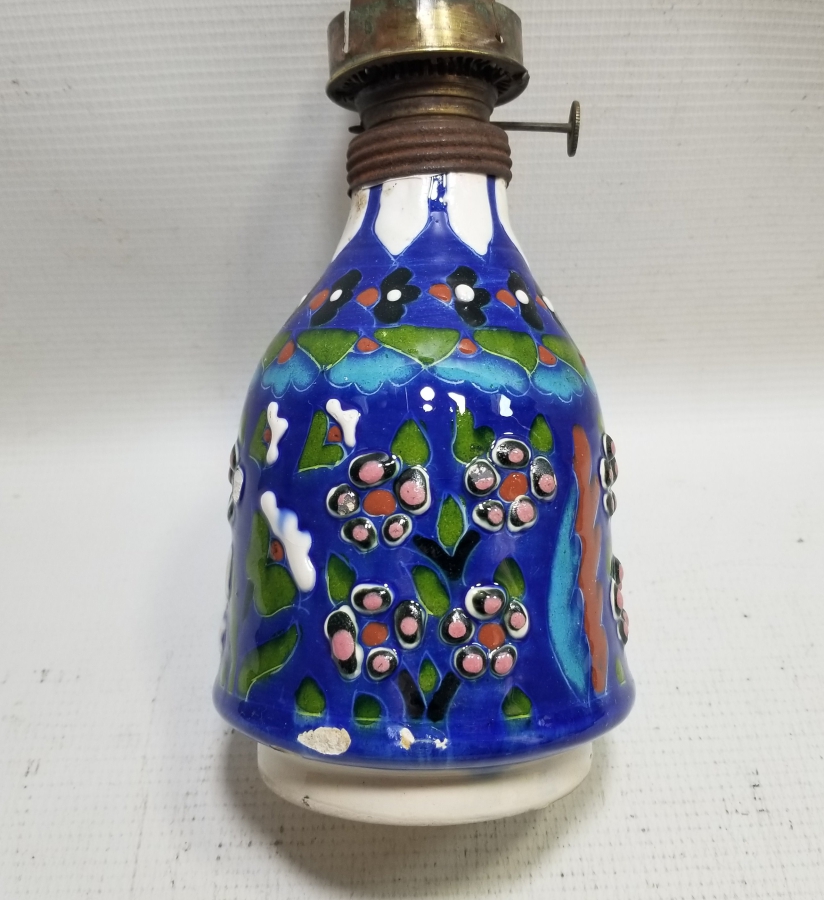 EL BOYAMA ANTİKA KÜTAHYA GAZ LAMBASI