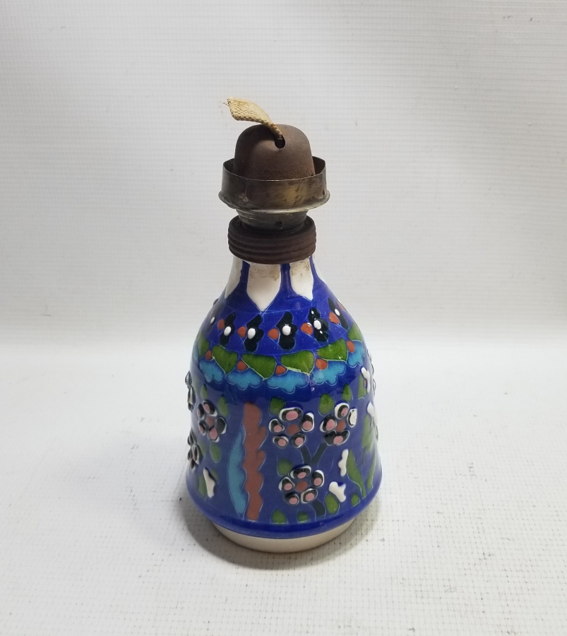 EL BOYAMA ANTİKA KÜTAHYA GAZ LAMBASI