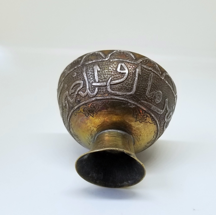 ÜZERİ AYETLERLE DEKORLU VE GÜMÜŞ ÇAKMA İŞÇİLİKLİ NADİR TİPTE OSMANLI DÖNEMİ FİNCAN ZARFI